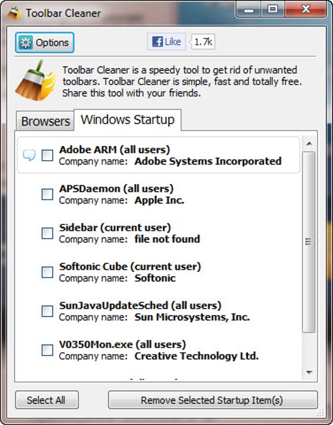 Toolbar Cleaner Toolbar Cleaner