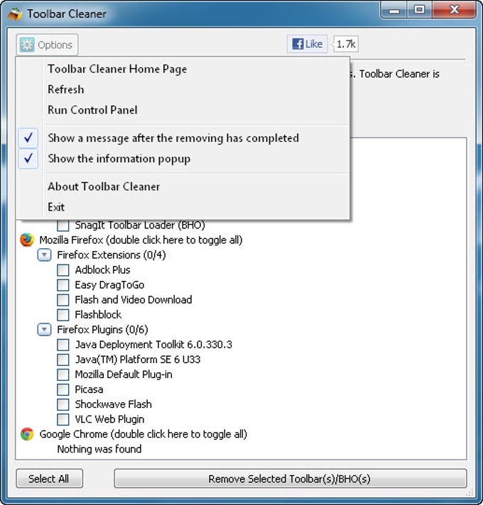 Toolbar Cleaner Toolbar Cleaner