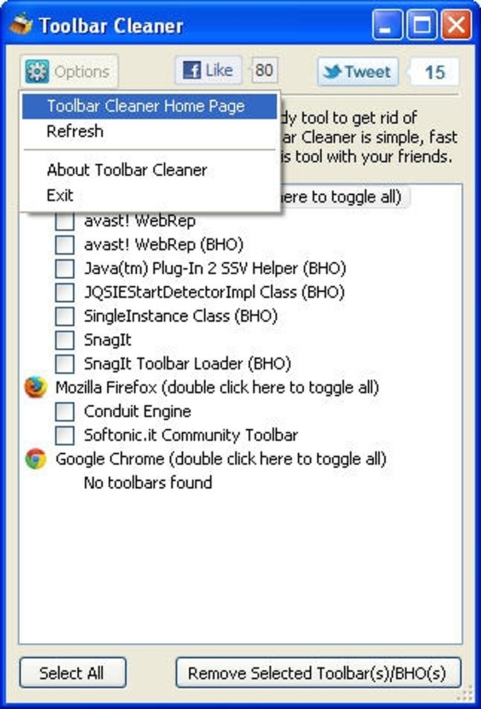 Toolbar Cleaner Toolbar Cleaner