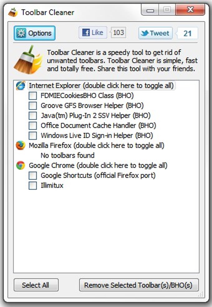 Toolbar Cleaner Toolbar Cleaner