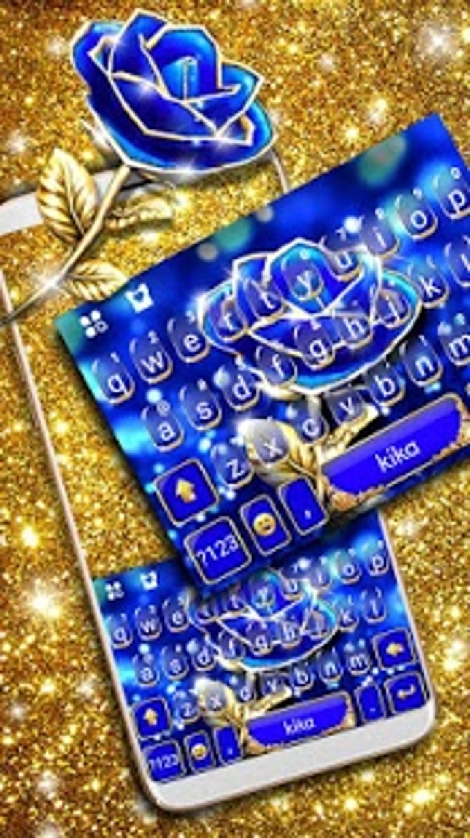 Gold Blue Rose Crystal Keyboard Theme Gold Blue Rose Crystal Keyboard Theme