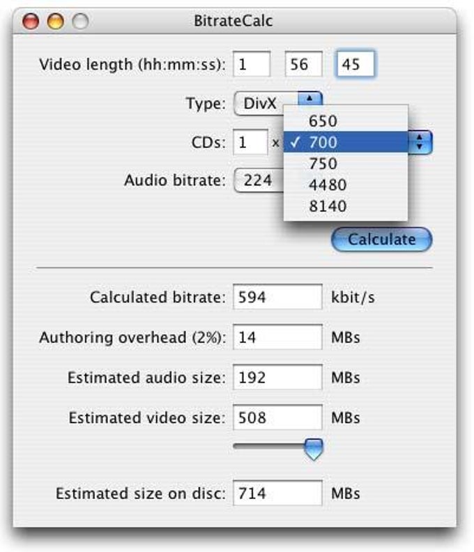 BitrateCalc BitrateCalc