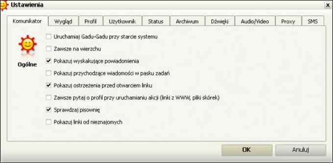 Ustawienia GG 10 Ustawienia GG 10