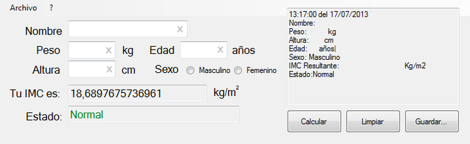 IMC(Indice de Masa Corporal) IMC(Indice de Masa Corporal)