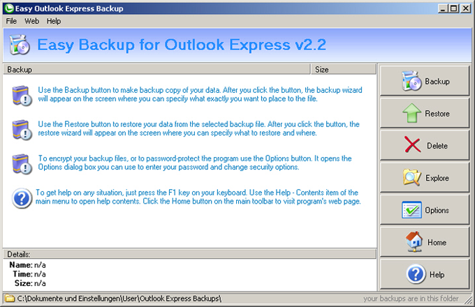 Easy Backup for Outlook Express Easy Backup for Outlook Express