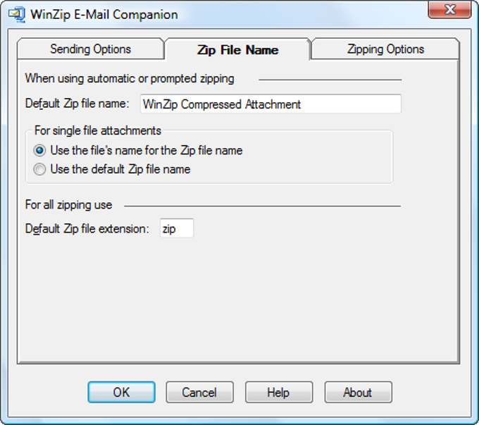 WinZip E-mail Companion WinZip E-mail Companion