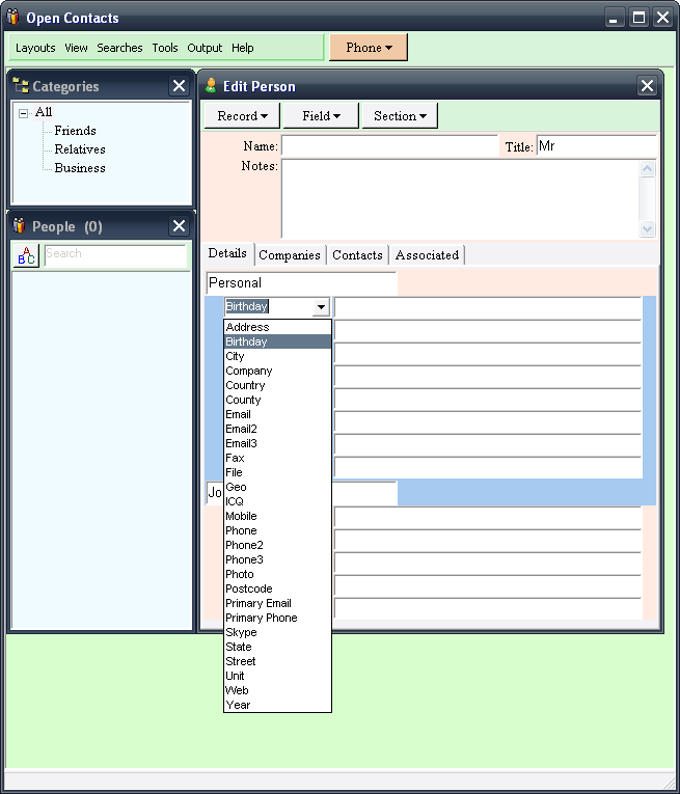 Open Contacts Open Contacts