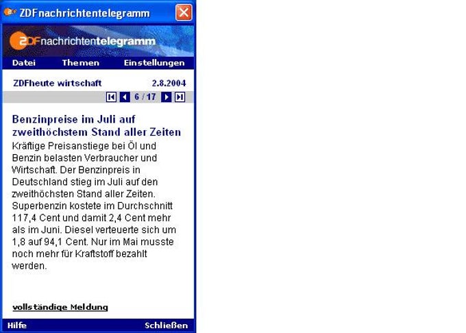 ZDF-Nachrichtentelegramm ZDF-Nachrichtentelegramm