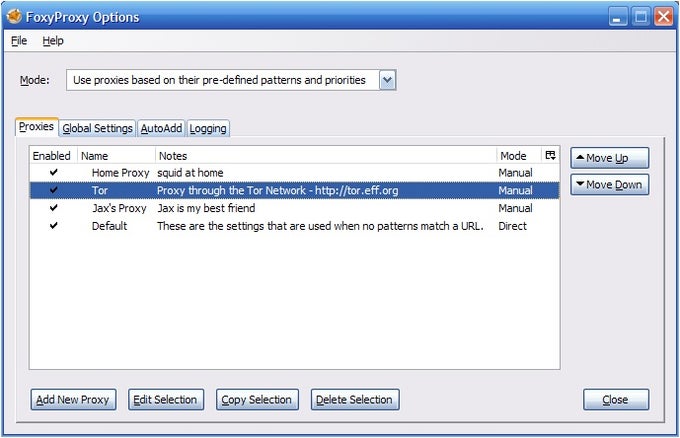 Howtouseproxy FoxyProxy dashboard