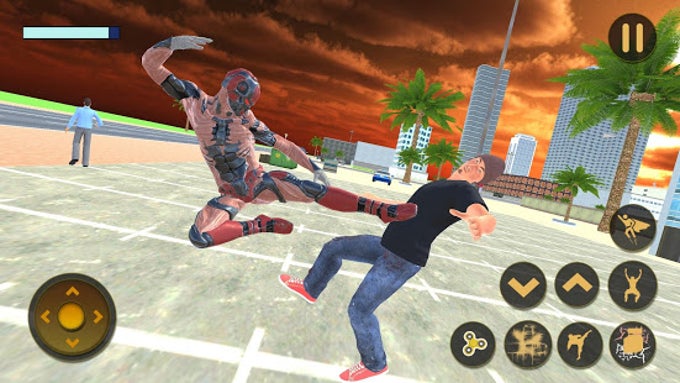Superhero Captain Robot Flying Newyork City War Superhero Captain Robot Flying Newyork City War