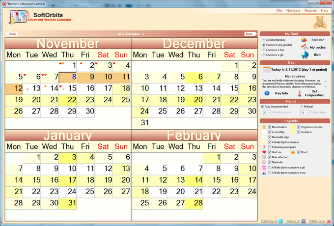 Advanced Woman Calendar Advanced Woman Calendar