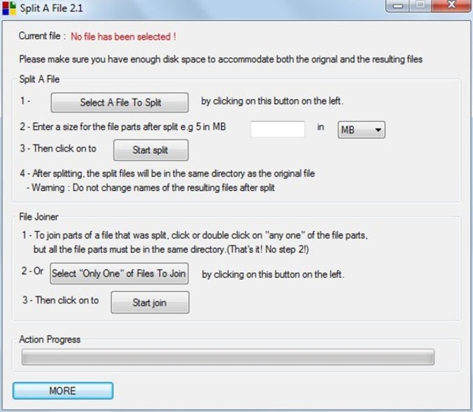 HJSplit free file splitting software for Windows Linux and other platforms