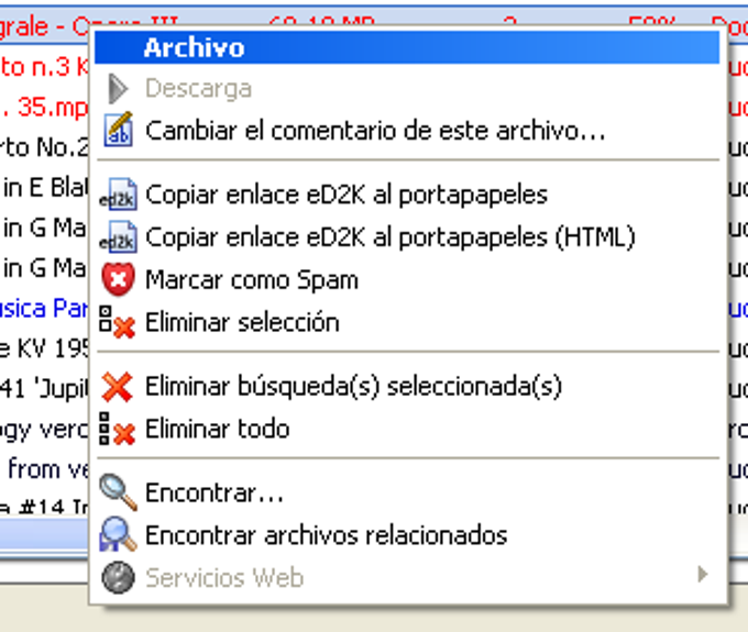 Menú de descargas Menú de descargas