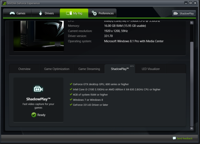 Nvidia GeForce Shadowplay - Télécharger