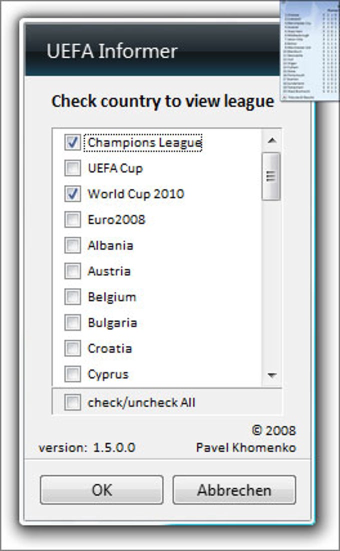 UEFA Informer Gadget UEFA Informer Gadget