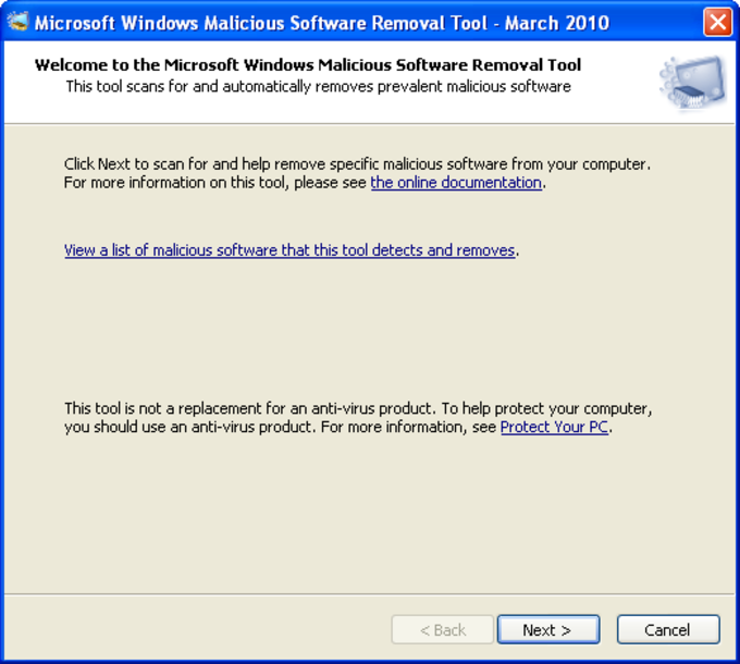 download the new Microsoft Malicious Software Removal Tool