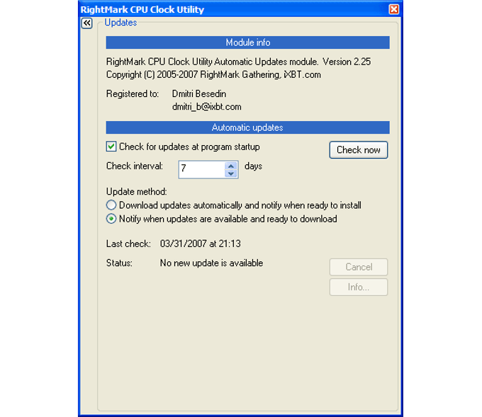 RightMark CPU Clock Utility RightMark CPU Clock Utility