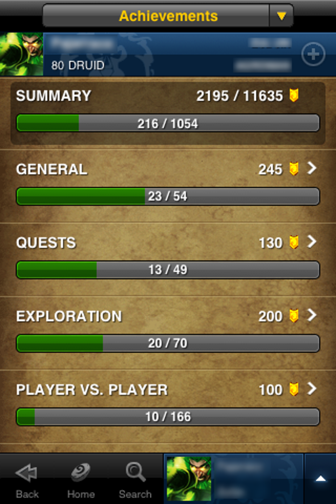 World of Warcraft Mobile Armory for iPhone - Download
