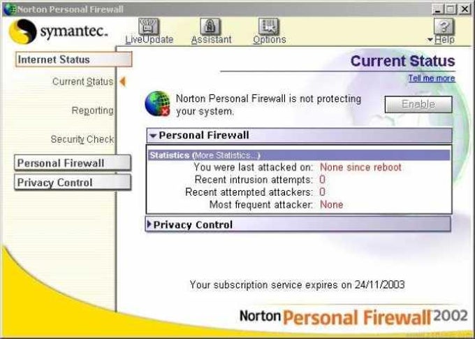 Norton Personal Firewall Norton Personal Firewall