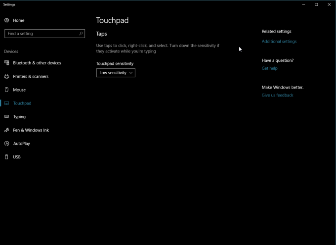 adjust touchpad sensitivity windows 8