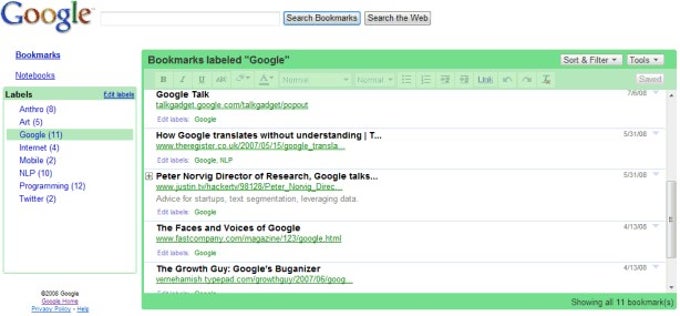Google Bookmarks Google Bookmarks