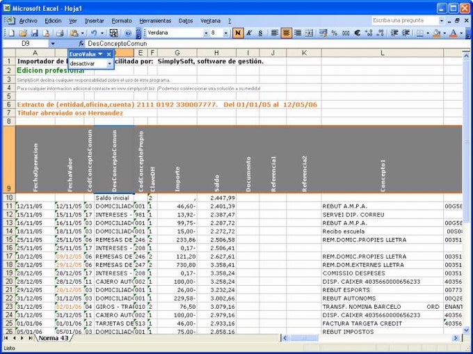 Exporta Norma 43 a Excel Exporta Norma 43 a Excel