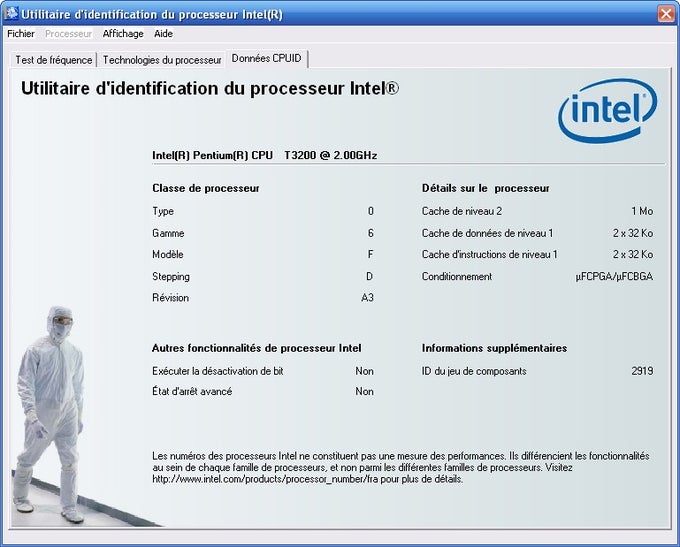 Utilitaire d'Identification du Processeur Intel Utilitaire d'Identification du Processeur Intel