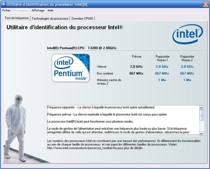 Utilitaire d'Identification du Processeur Intel Utilitaire d'Identification du Processeur Intel