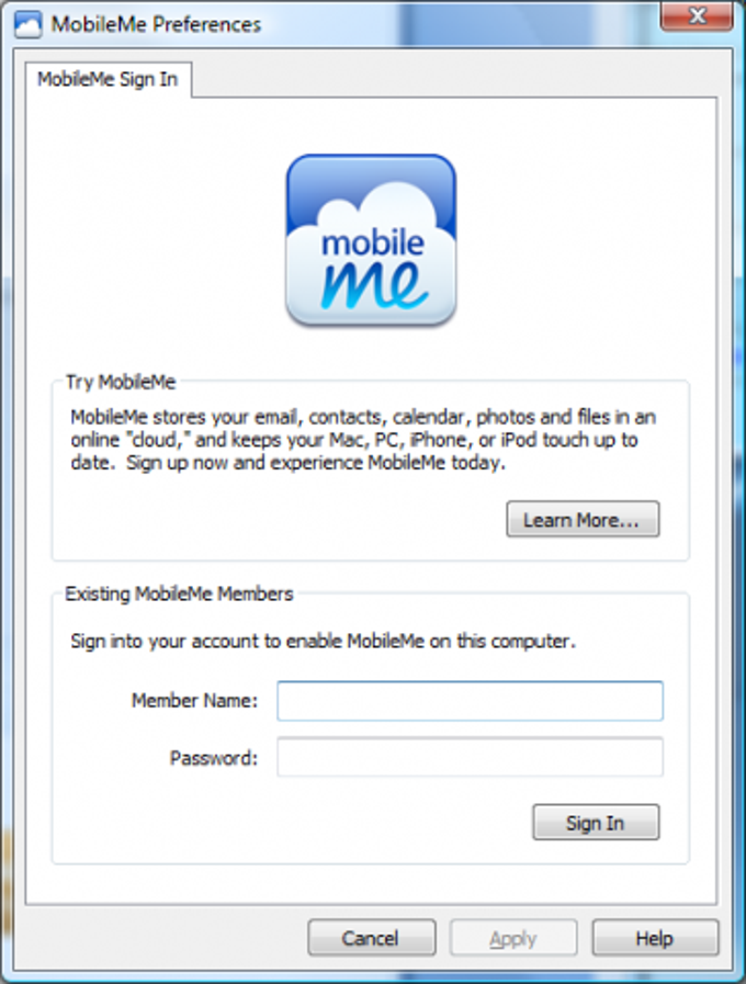 MobileMe Control Panel MobileMe Control Panel