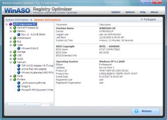 Раздел System Information в WinASO Registry Optimizer