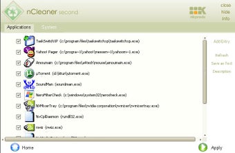 Startup Man в nCleaner со списком программ автозагрузки и кнопками Add Entry, Refresh, Save as Text, Description
