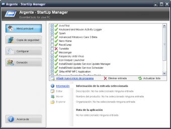 Раздел StartUp Manager в Argente Utilities