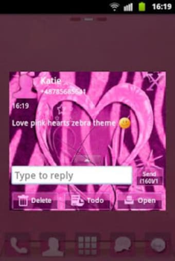 Heart Theme Zebra Pink GO SMS