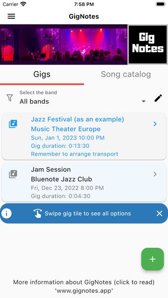 GigNotes Music Setlist Manager