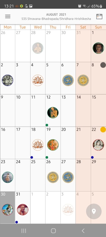 Vaishnava Calendar for ISKCON and Gaudiya devotees