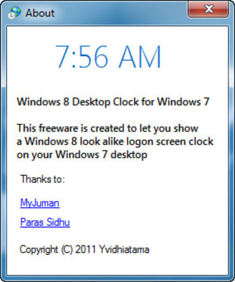 Windows 8 Desktop Clock