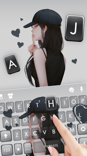 Cool Cap Girl Keyboard Background