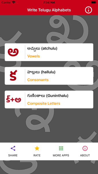 Write Telugu Alphabets
