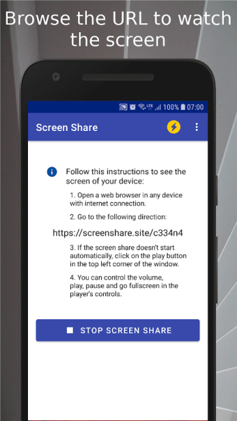 Screen Share (Mirror mobile screen / Screencast)