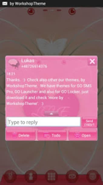 Romantic Theme GO SMS Pro