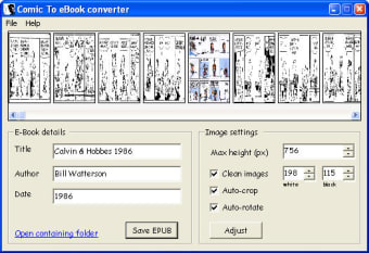 Comic book archive to EPUB converter