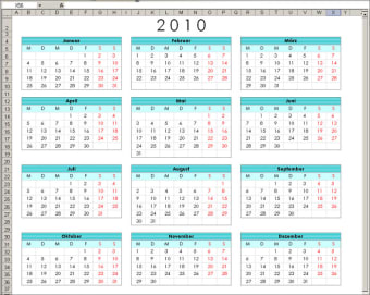 Jahreskalender 2011 als Übersicht