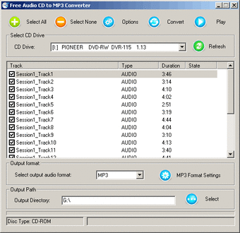 MiniDVDSoft Free Audio CD to MP3 Converter
