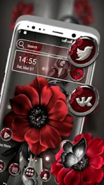 Dark Red Flower Launcher Theme
