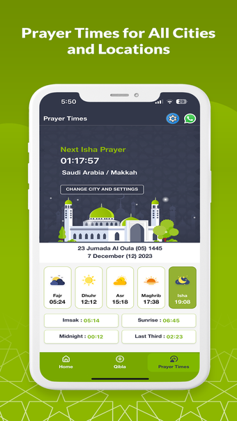 Qibla Finder  Prayer Times