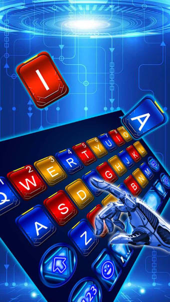 Neon 3d Iron Tech Keyboard Theme