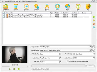 FLV to AVI MPEG WMV 3GP MP4 iPod Converter