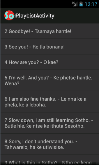 Sotho Phrases language tutor