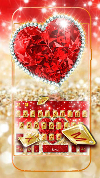 Golden Red Luxury Heart Keyboard Theme