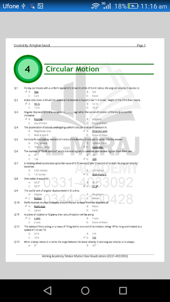 MDCAT Physics MCQs